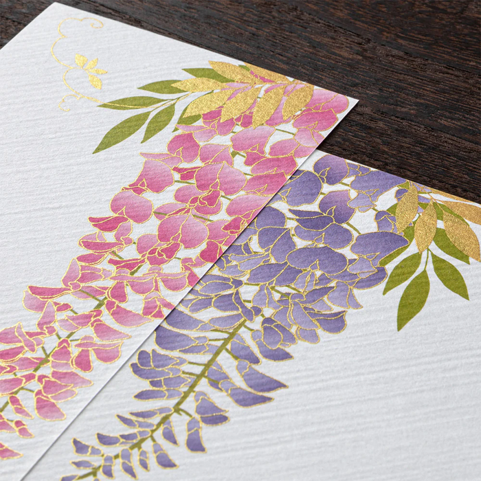 Midori - Message Letter Pad 604 Set - Silk-Printing Set - Wisteria S2 日本MIDORI丝网印刷便笺信纸套装604款 — 紫藤花S2