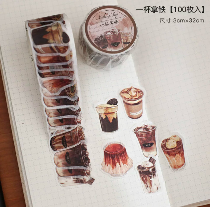Decorative Washi Tape Sticker Roll美好季节和纸胶带 一杯拿铁