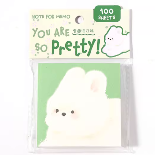 NOTE FOR 100 Sheets Squared Memo 方形便签纸 完全是萌物系列 雪团汪汪饼
