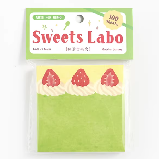 NOTE FOR 100 Sheets Squared Memo 方形便签纸 甜点研究室系列 抹茶巴斯克