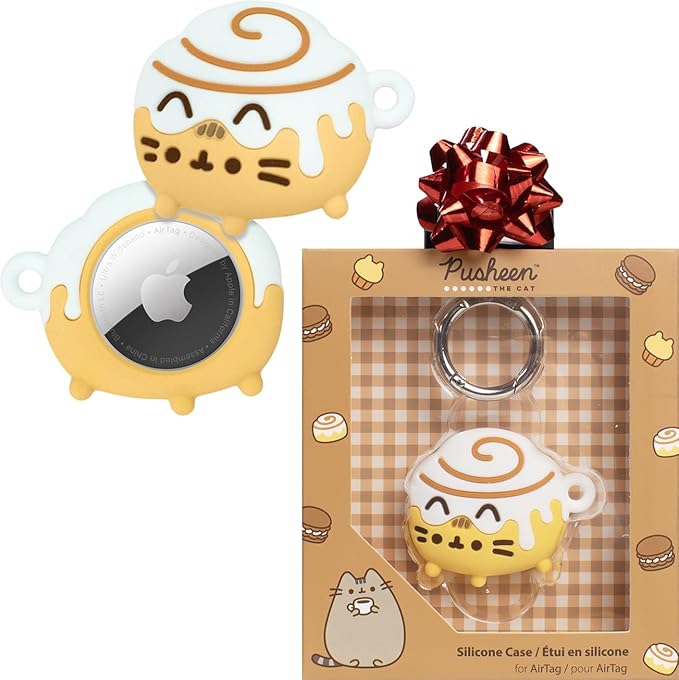 iFace Silicone Protective Cover Designed for Apple AirTags - Pusheen - Cinnamon Roll iFace胖吉猫Airtag硅胶保护套 肉桂卷