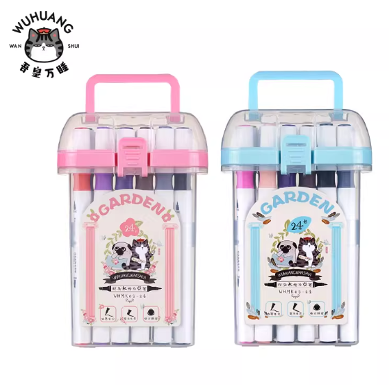 COMIX WHMK03-24 Double-headed Water-based Marker - 24Colors 齐心 吾皇万睡双头水性马克笔24色