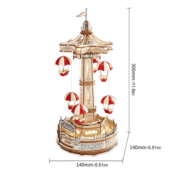 ROKR Parachute Tower DIY Music Box 3D Wooden Puzzle EA01 若客DIY手工拼装模型3D音乐盒 EA01跳伞塔