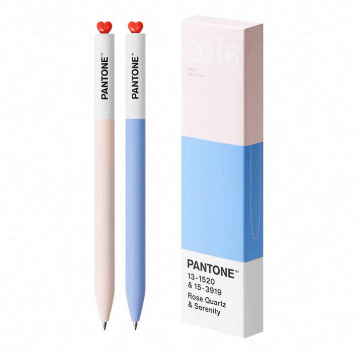 KACO FIRST & PANTONE GEL INK PEN 2016 Rose Quartz & Serenity 0.5mm Black 13-1520 & 15-3919 2pcs KACO FIRST初心潘通联名款PANTONE年度代表色中性笔0.5mm黑色墨水2支装-2016年 宁静粉蓝&玫瑰石英粉红