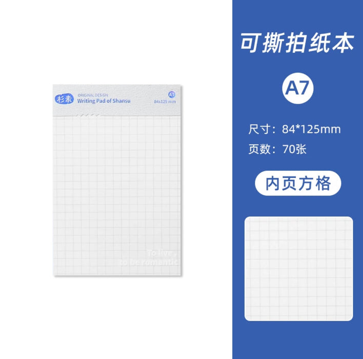 SHANSU Original Design Klein Blue Lined Writing Pad Squared A7克莱因蓝可撕拍纸本错题本草稿本 Writing Pad 方格 A7