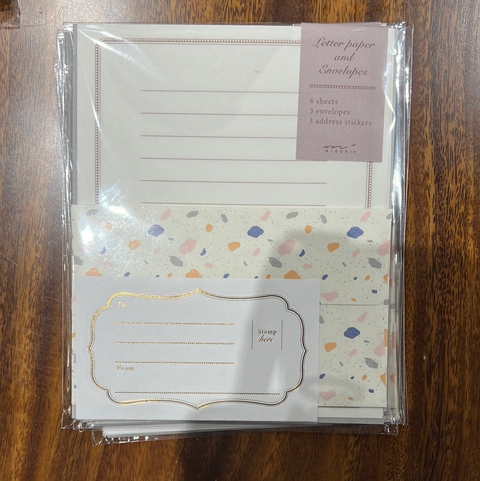 Midori Letter Set - Pebble Pattern 日本MIDORI鹅卵石图案信纸信封套装