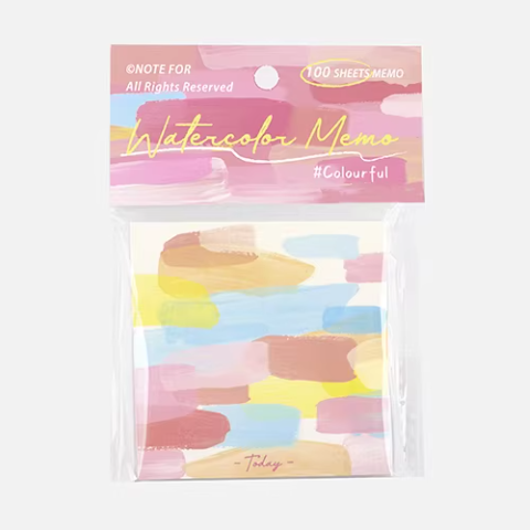 NOTE FOR 100 Sheets Squared Memo 方形便签纸 水彩记事笺系列 色彩瞬间