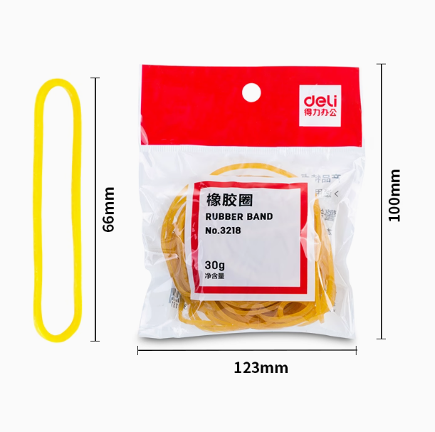 DELI No.3218 Rubber Band - 30g（80pcs）得力3218橡胶圈30g（约80条）