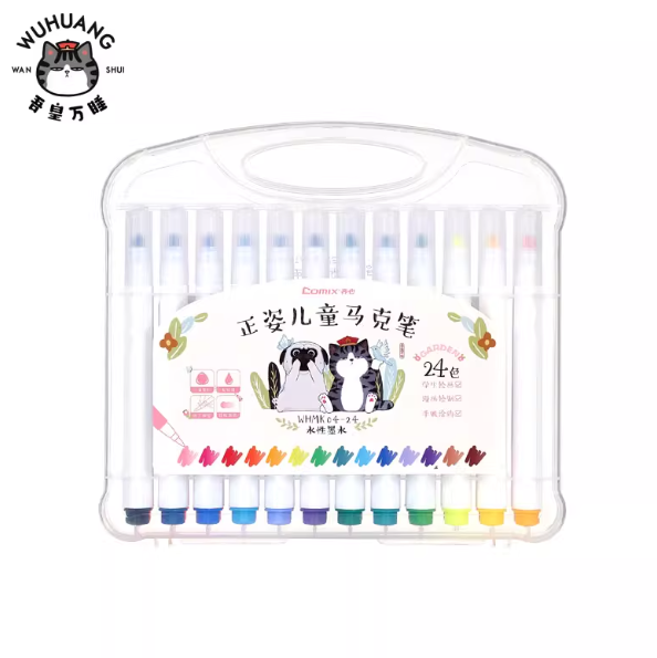 COMIX WHMK04-24 Grip Correcting Markers Set - 24Colors 齐心 吾皇万睡正姿儿童马克笔 24色