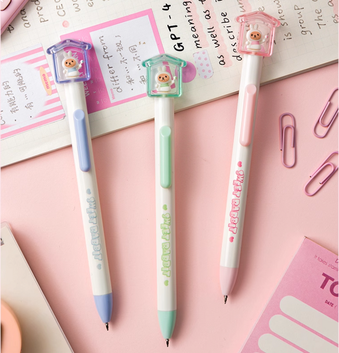 Cute Bunny Rotary Decompression Gel Ink Pen 三年二班小物系列按动中性笔 可爱兔兔