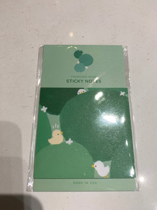 sticky notes duckies in green pads