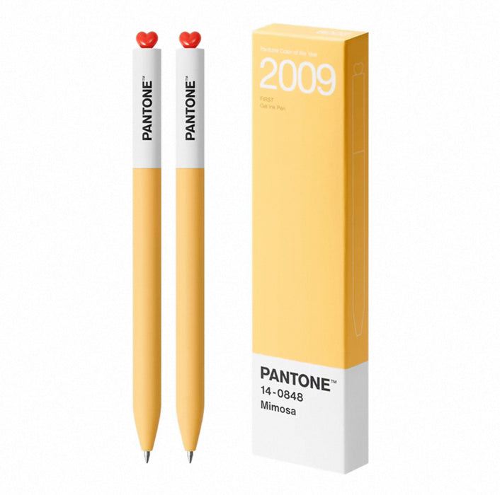 KACO FIRST & PANTONE GEL INK PEN 2009 Mimosa 0.5mm Black 14-0848 2pcs KACO FIRST初心潘通联名款PANTONE年度代表色中性笔0.5mm黑色墨水2支装-2009年 含羞草黄