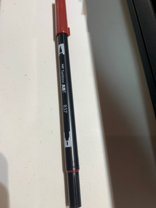 Tombow 56595 Dual Brush Pen Art Marker, 837 - Wine Red, 1 Pack. Blendable, Brush & Fine Tip Marker