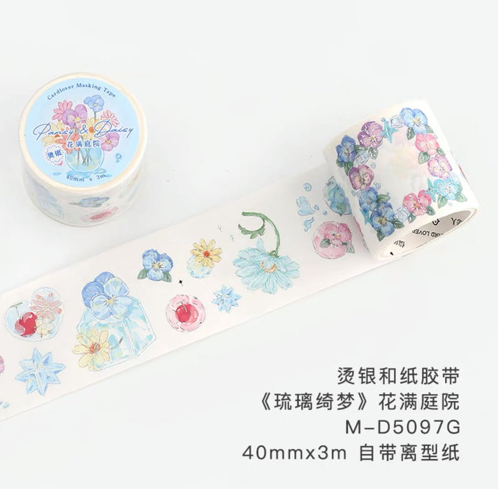 CardLover Foil-stamped Decorative Washi Tape 信的恋人 烫银和纸胶带 琉璃绮梦 花满庭院