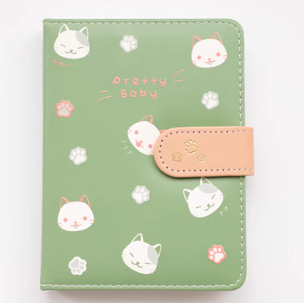 MissBook Artistic Magnetic Buckle Notebook 本小姐可爱猫咪磁扣记事本 绿