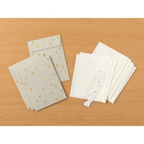 Midori Letter Set with Animal Stickers - Bichon Frise Pattern日本MIDORI信笺套装 附带动物贴纸 比熊