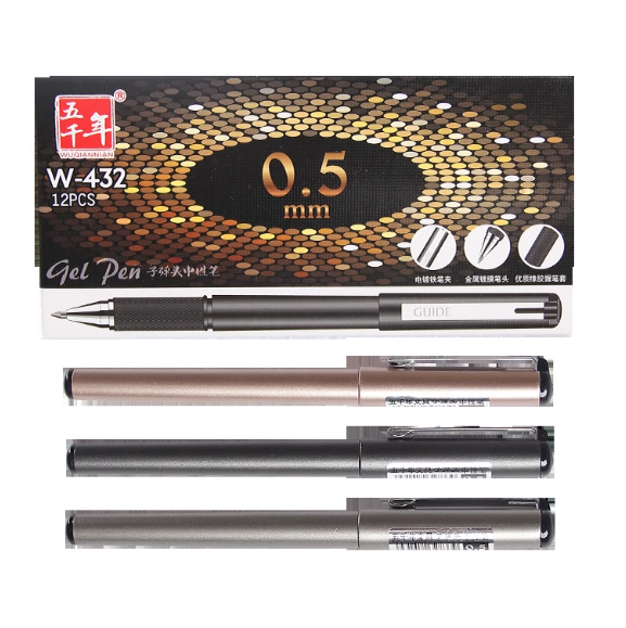 WQN W-432 Premium Gel Ink Pen - 0.5mm 五千年W-432商务中性笔0.5mm颜色随机