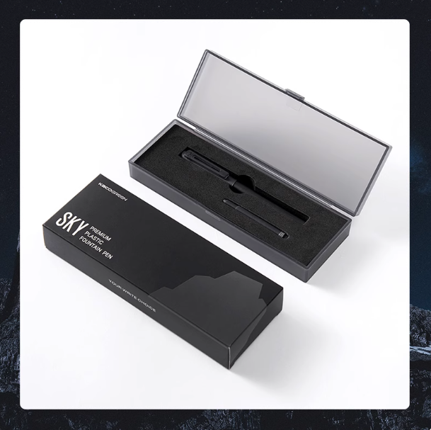 KACOGREEN SKY Premium Plastic Fountain Pen - Black KACOGREEN文采百锋SKY透明磨砂钢笔 黑色