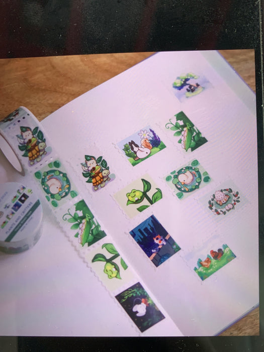 stamp washi tape plants and critters