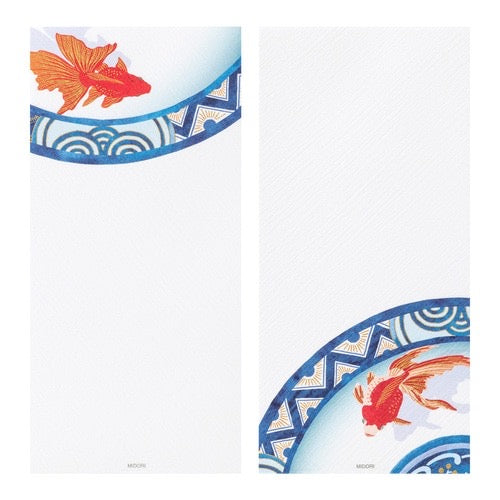 Midori Single-line Note Paper No.607, Silk Texture Goldfish Pattern日本MIDORI 一笔笺 607 丝面质感金鱼纹样短信纸