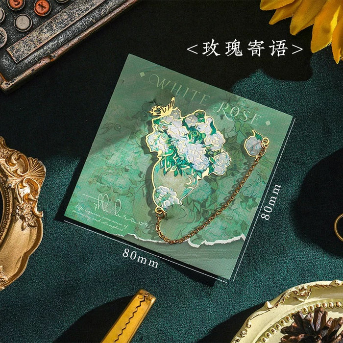 Artistic Metal Bookmark 静谧花语 金属书签：玫瑰寄语