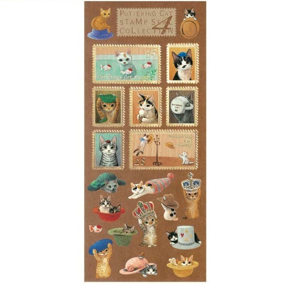 Pottering Cat Stamp Seal Collection 4日本Pottering Cat邮票型封口贴组合 第四组