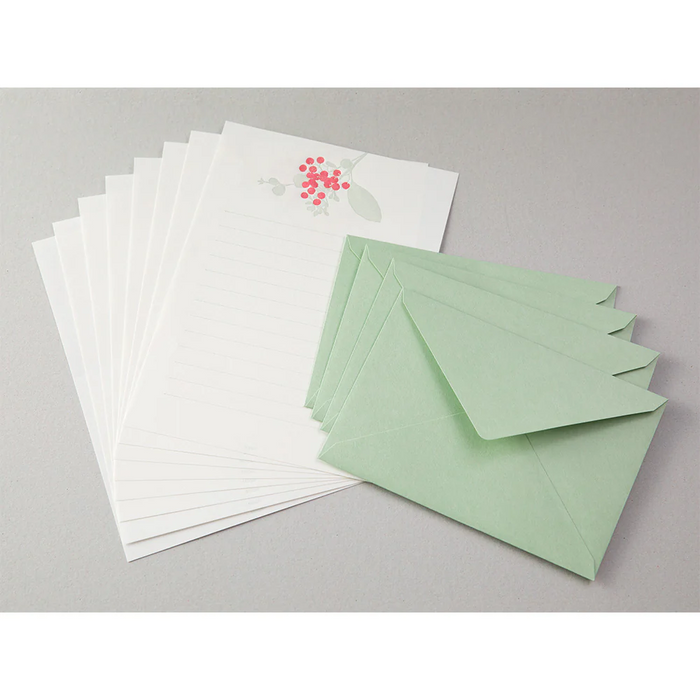 Midori Letter Set Press Bouquet Red日本Midori活版印刷红果花束信笺套装