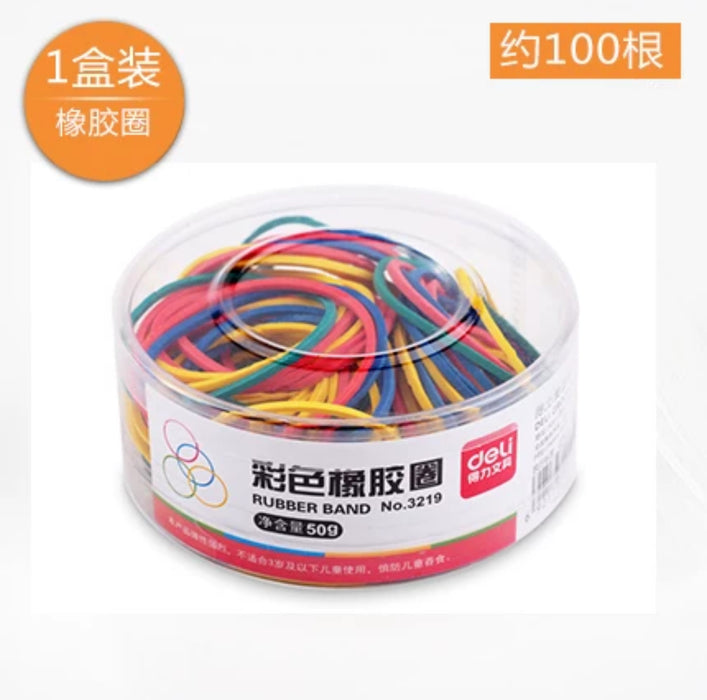 DELI No.3219 Rubber Bands 彩色橡胶圈 约100个