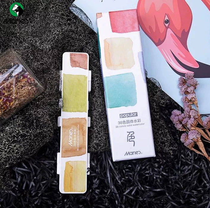 Marie‘s Solid Watercolor 18colors 马利固体水彩 屏风设计 18色