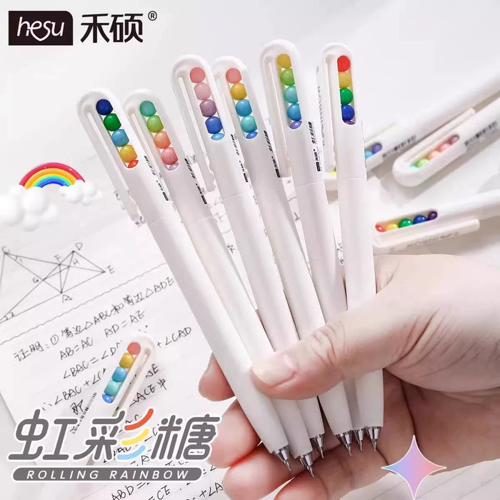 "Rolling Rainbow"HESU Gel Pen Random Color彩虹糖旋转中性笔ins扭扭笔0.5黑色 颜色随机