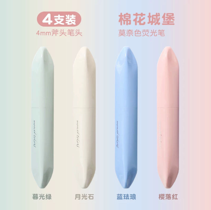 Monet-inspired Pastel Soft Tip Highlighters 4pcs莫奈色系软头荧光笔高颜值大容量 棉花城堡