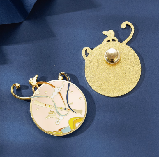 Enamel Metal Brooch 河南博物院贾湖骨笛珐琅漆黄铜金属胸针 粉色