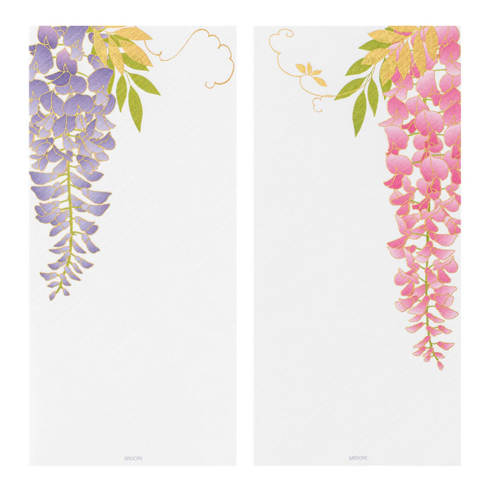 Midori - Message Letter Pad 604 Set - Silk-Printing Set - Wisteria S2 日本MIDORI丝网印刷便笺信纸套装604款 — 紫藤花S2