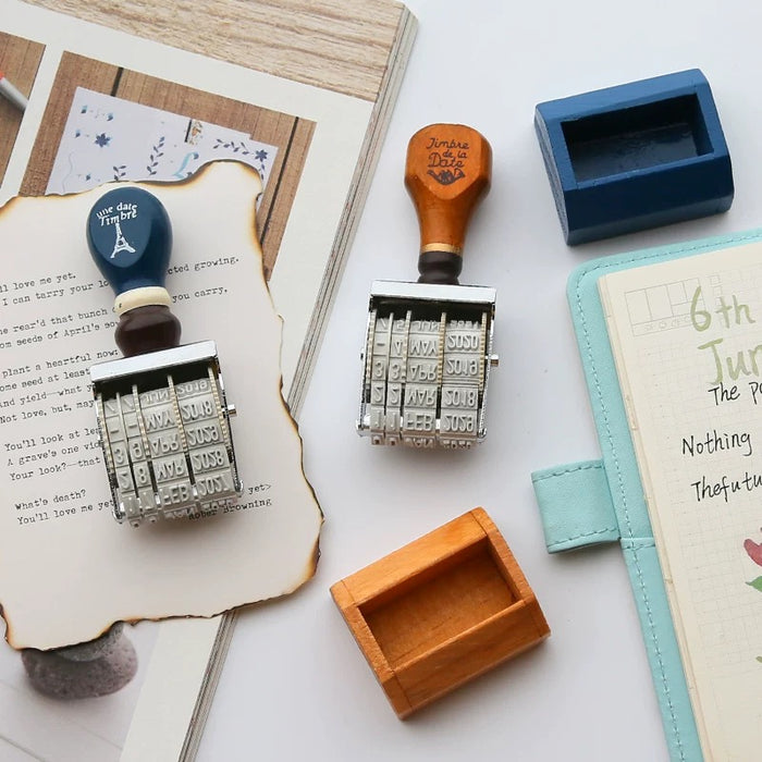 Date Stamp Random Color 手帐日期滚轮印章 个性复古文艺 可调年月日 颜色随机