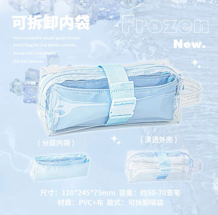 RosyPosy Frozen Series Detachable Pen Bag - Blue 柔设笔袋 Frozen 小方冻系列可拆卸笔袋 蓝