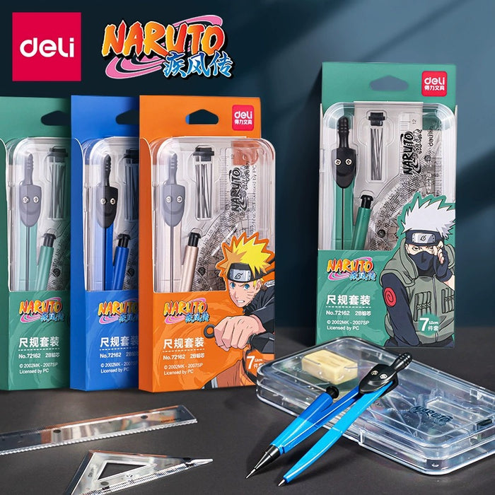 DELI NARUTO Compass & Ruler Set - Random Color 得力火影忍者圆规尺子套装（颜色随机）