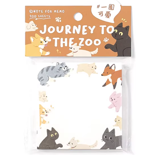 NOTE FOR 100 Sheets Squared Memo 方形便签纸 动物园游记系列 一圈可爱