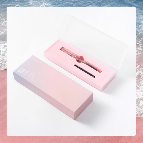 KACOGREEN SKY Premium Plastic Fountain Pen - Pink KACOGREEN文采百锋SKY透明磨砂钢笔 粉色