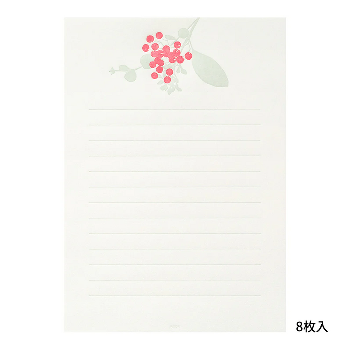 Midori Letter Set Press Bouquet Red日本Midori活版印刷红果花束信笺套装