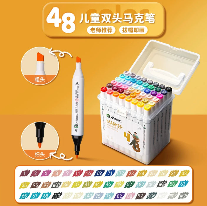 Marie's Double-Sided Oil-Based Markers Set 48colors 马利 双头油性马克笔 48色