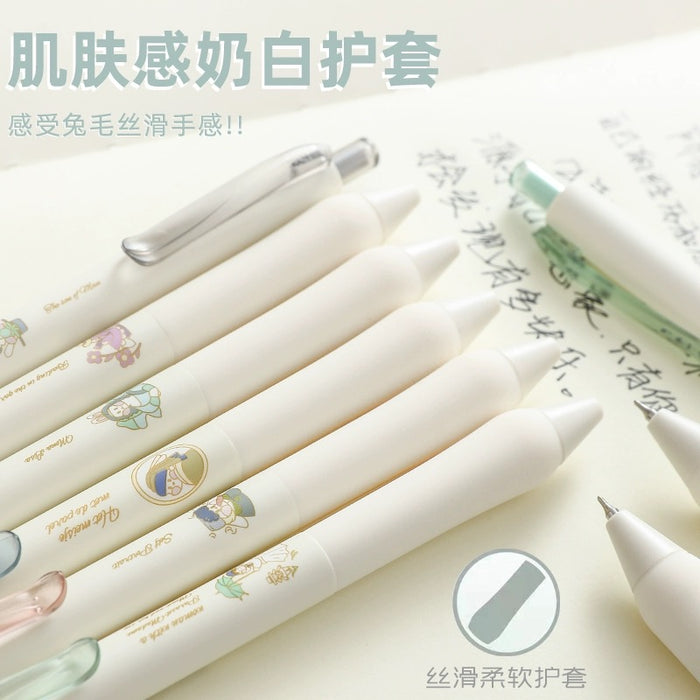 DOMI 802 Artistic Gel Pen - Random Body Color - Black Ink 0.5mm 世界名画 按动中性笔 0.5黑色 笔杆颜色随机