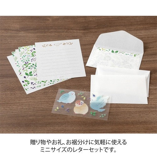 Midori Mini Letter Set "Douzo" Bird Pattern, with Stickers 日本MIDORI迷你书信套装・请多关照款 含贴纸 小鸟图案