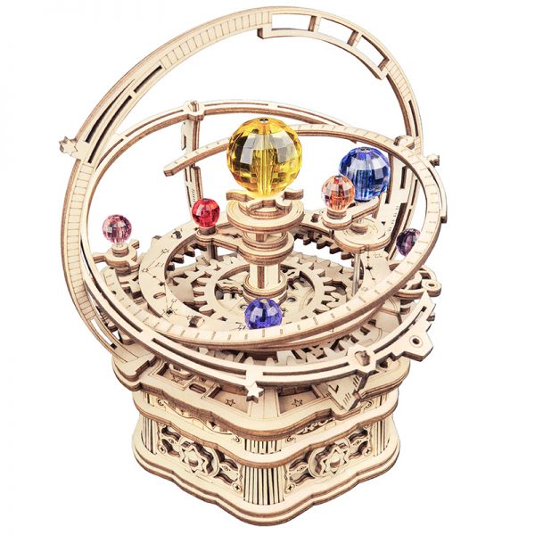 ROKR Starry Night AMK51 Mechanical Music Box 3D Wooden Puzzle若客DIY手工拼装模型木质3D音乐盒 太阳系仪