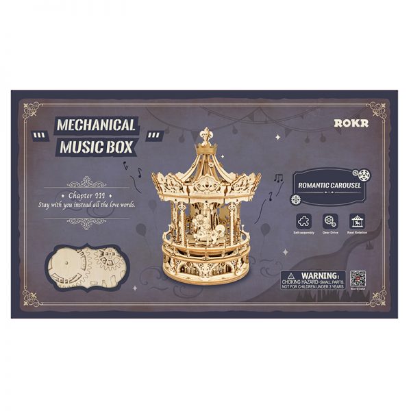 ROKR Romantic Carousel AMK62 Mechanical Music Box 若客DIY手工拼装模型 AMK62 浪漫旋转木马 机械八音盒