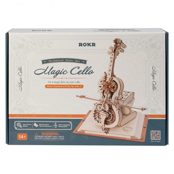 ROKR Amk63 Magic Cello Mechanical Music Box 3D Wooden Puzzle若客DIY手工拼装模型木质3D音乐盒 魔法提琴