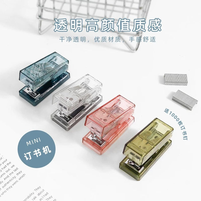 Mini Stapler Green透明订书机迷你小号手握式订书器便携式钉书机 绿色