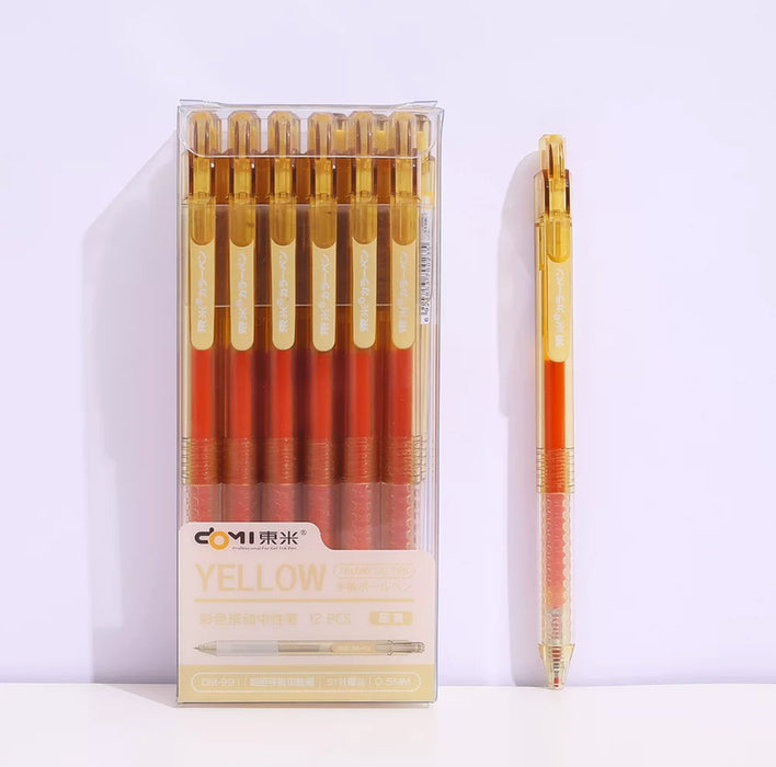 DOMI Color Gel Pen Yellow东米 彩色按动中性笔 藤黄