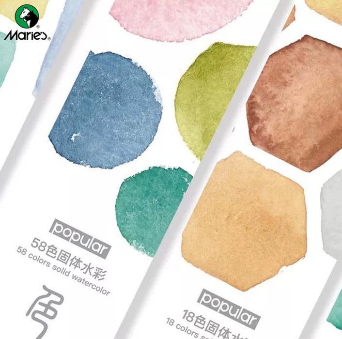 Marie‘s Solid Watercolor 58colors 马利固体水彩 屏风设计 58色