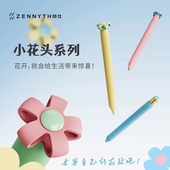 "The Blossoms"ZENNYTH Gel Pen Black 0.5mm Blue 赞仕小花头按动中性笔创意花朵解压0.5 黑色 蓝色笔杆