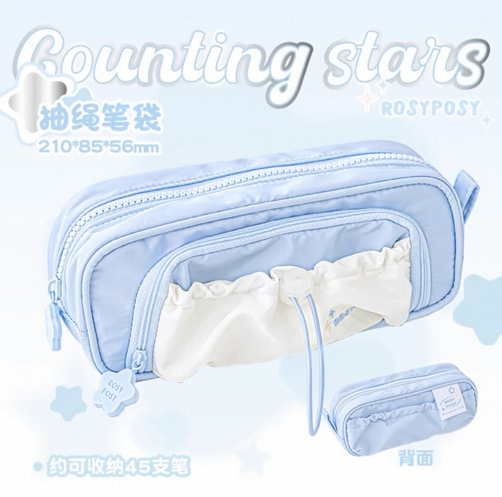 RosyPosy Counting Star Series High Capacity Pen Bag - Blue 柔设笔袋 大容量 Counting Star 蓝